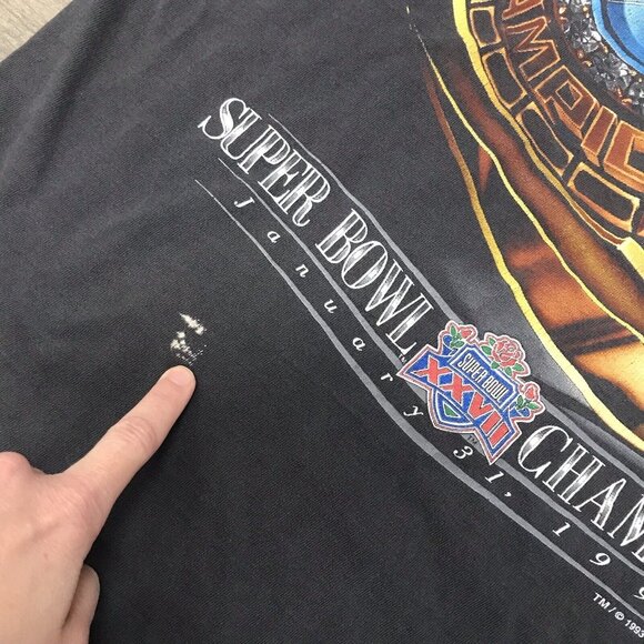 FADED Dallas Cowboys 1993 Super Bowl XXVII Champions Ring T Shirt Large USA Made - Picture 5 of 11